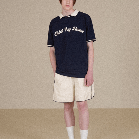 『VETEZE』 　オールドアイビークラシックカラーハーフ Tシャツ  (Navy)
