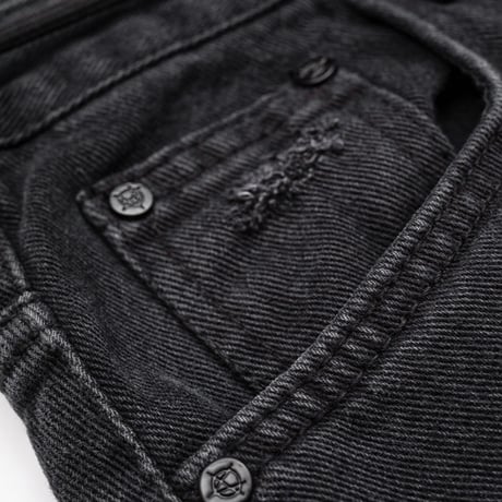 『BLACKBLOND』  Chaos Patch Fold Up Denim Shorts (Black)