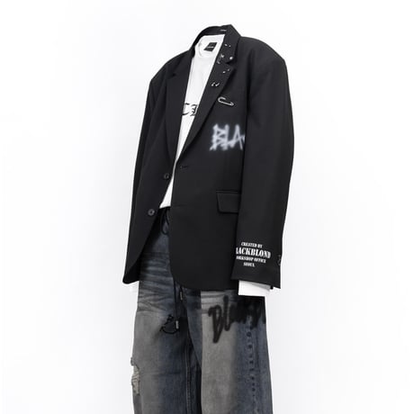 『BLACKBLOND』　graffiti logo plercing blazer (Black)