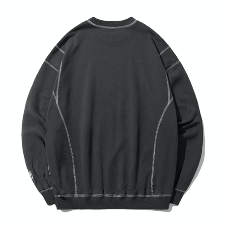 『GROOVE RHYME』 カバーステッチスウェットシャツ (Dark Charcoal)