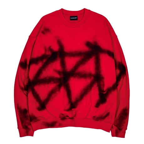 『BLACKBLOND』  sprayed custom crewneck sweatshirt (Red)