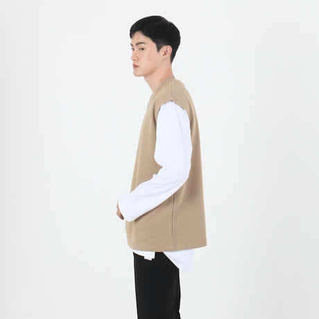 【再入荷10日予定】『 BY:L 』 　ラウンドオープンベスト  (Beige)