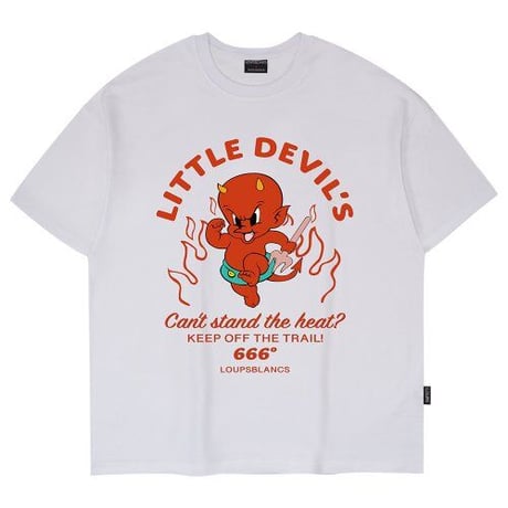 『LOUPS BLANCS』  Little Hot Stuff Ver.1 Oversize Half T-shirt  (White, Black)
