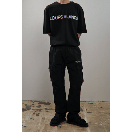 『LOUPS BLANCS』  ホログラムロゴカーゴパンツ  (Black)