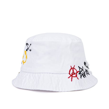 『BLACKBLOND』 ボーダーグラフィティーロゴバケットハットカスタムVer. (White)