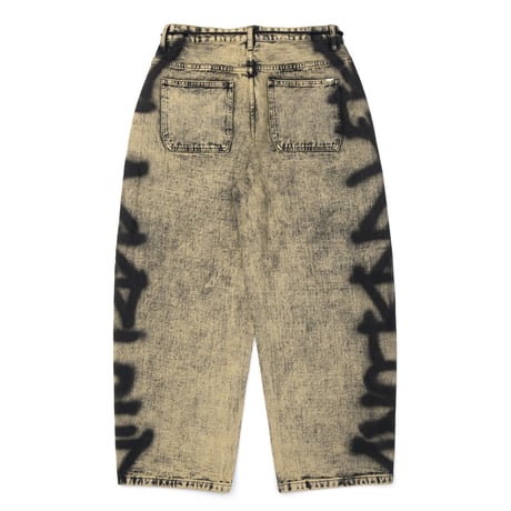 『BLACKBLOND』 　サイドスプレーカスタムデニムパンツ (Vintage Yellow)