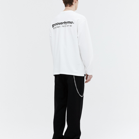 『grooverhyme』 　NYC ロケーションロングスリーブ Tシャツ (White)