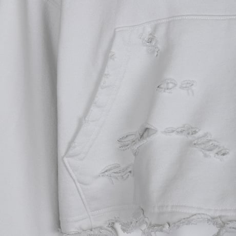 『8287 BY BLACKBLOND』  Center Logo Vintage Crop Hoodie (White)