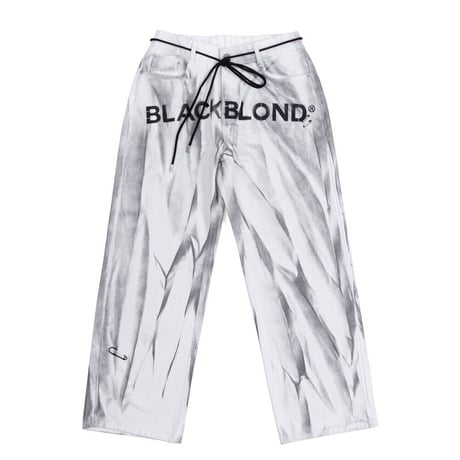 『BLACKBLOND』 　ダーティーウォッシングオーバーフィットデニムパンツ (White)