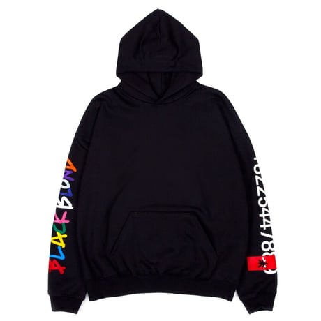 『BLACKBLOND』 　レインボーグラフィティーロゴナンバーパーカー (Black)