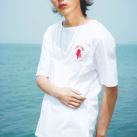 『LOUPS BLANCS』 ホットスタッフボートネック Tシャツ (White)