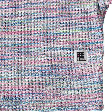 『FREAKISH BUILDING』  マルチカラーワッフルショートスリーブクロップ Tシャツ (Pink)