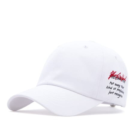 『BLACKBLOND』  　スローガンサイドロゴキャップ (White)