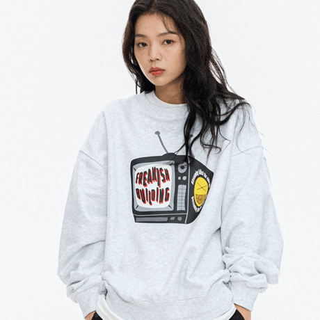 『FREAKISH BUILDING』 silly tv sweatshirt (Light Melange)