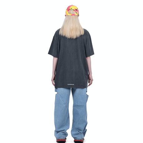 『BLACKBLOND』 　ベーシックカットアウトオーバーフィットデニムパンツ (Light Blue)
