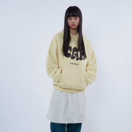 『Code:graphy』 　JELLY ロゴオーバーフィットパーカー (Light Yellow)