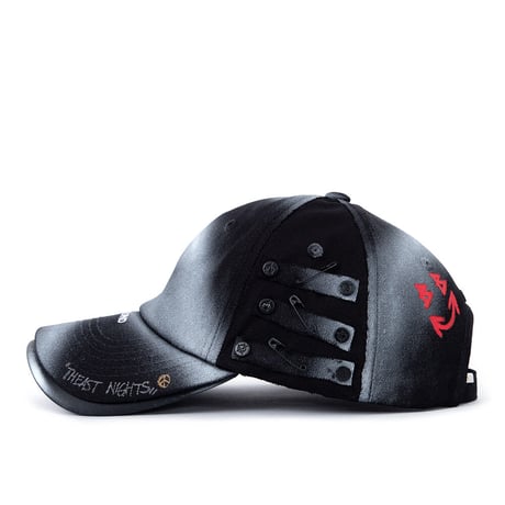 『BLACKBLOND』  theast sprayed custom double visor cap (Black)