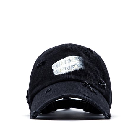 『BLACKBLOND』  リップトカスタムスマイルロゴデニムキャップ (Black)