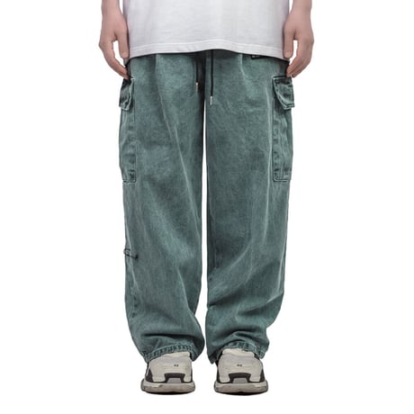 『BLACKBLOND』 　ザアパリションワイドデニムカーゴパンツ (Deep Green)