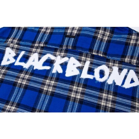『BLACKBLOND』　グラフィティロゴレイヤードチェックシャツ (Blue)