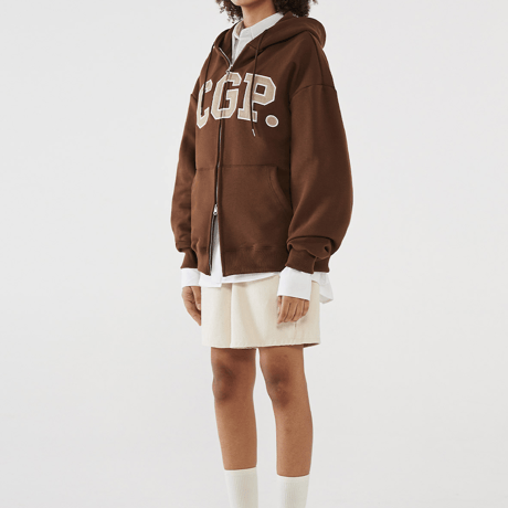 『Code:graphy』 　アーチロゴジップアップパーカー (Brown)
