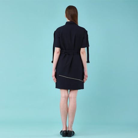 『Wunder Geist』 　トランスフォームアンバランスジッパーストラップワンピース (Navy)