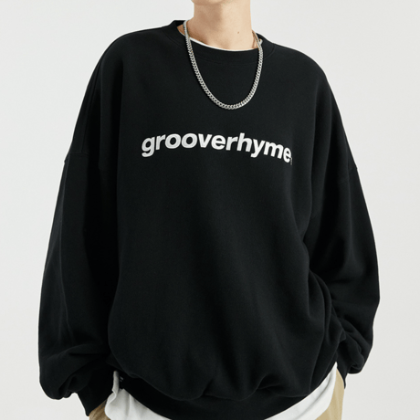 『GROOVE RHYME』 ベーシックロゴビッグオーバースウェットシャツ (Black)