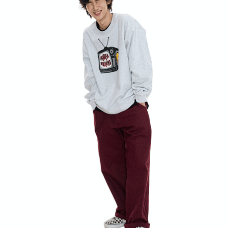 『FREAKISH BUILDING』 silly tv sweatshirt (Light Melange)