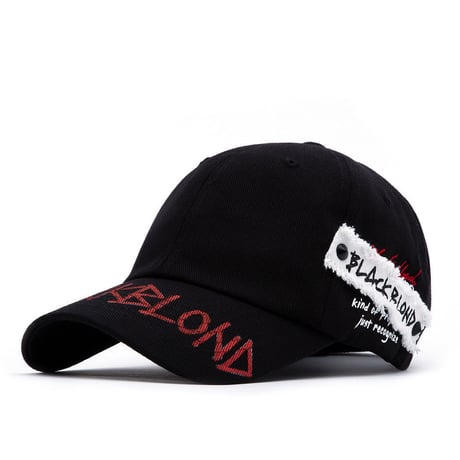 『BLACKBLOND』  　スローガンパッチグラフィティーロゴキャップ (Black)