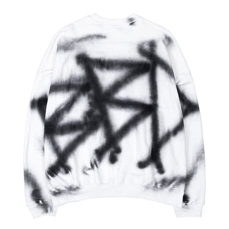 『BLACKBLOND』  sprayed custom crewneck sweatshirt (White)