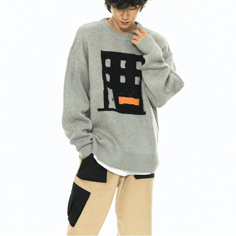 『FREAKISH BUILDING』 TANO KNIT SWEATER (Grey)