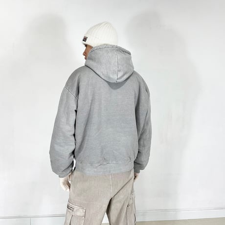 『SK8ER ROCK』 　scribble padded pigment sweat hood zip-up (Gray)