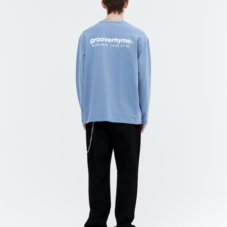 『grooverhyme』 　NYC ロケーションロングスリーブ Tシャツ (Blue)