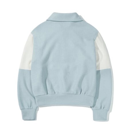 『Code:graphy』 　big collar color block knit half zip-up (Sky Blue)