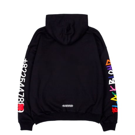 『BLACKBLOND』 　レインボーグラフィティーロゴナンバーパーカー (Black)