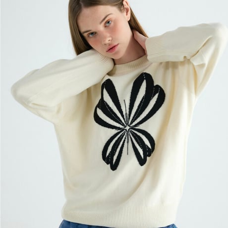 『VETEZE』 　AubeA star ribbon knit (Ivory)