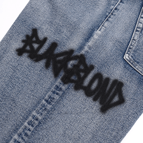 『BLACKBLOND』  Graffiti Metal Logo Denim Pants (Smoke Blue)