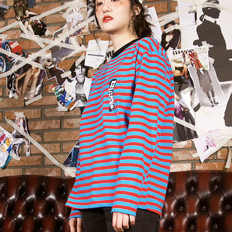 Swallowtale PVC Red/Sky blue Stripe long sleeved T-shirts