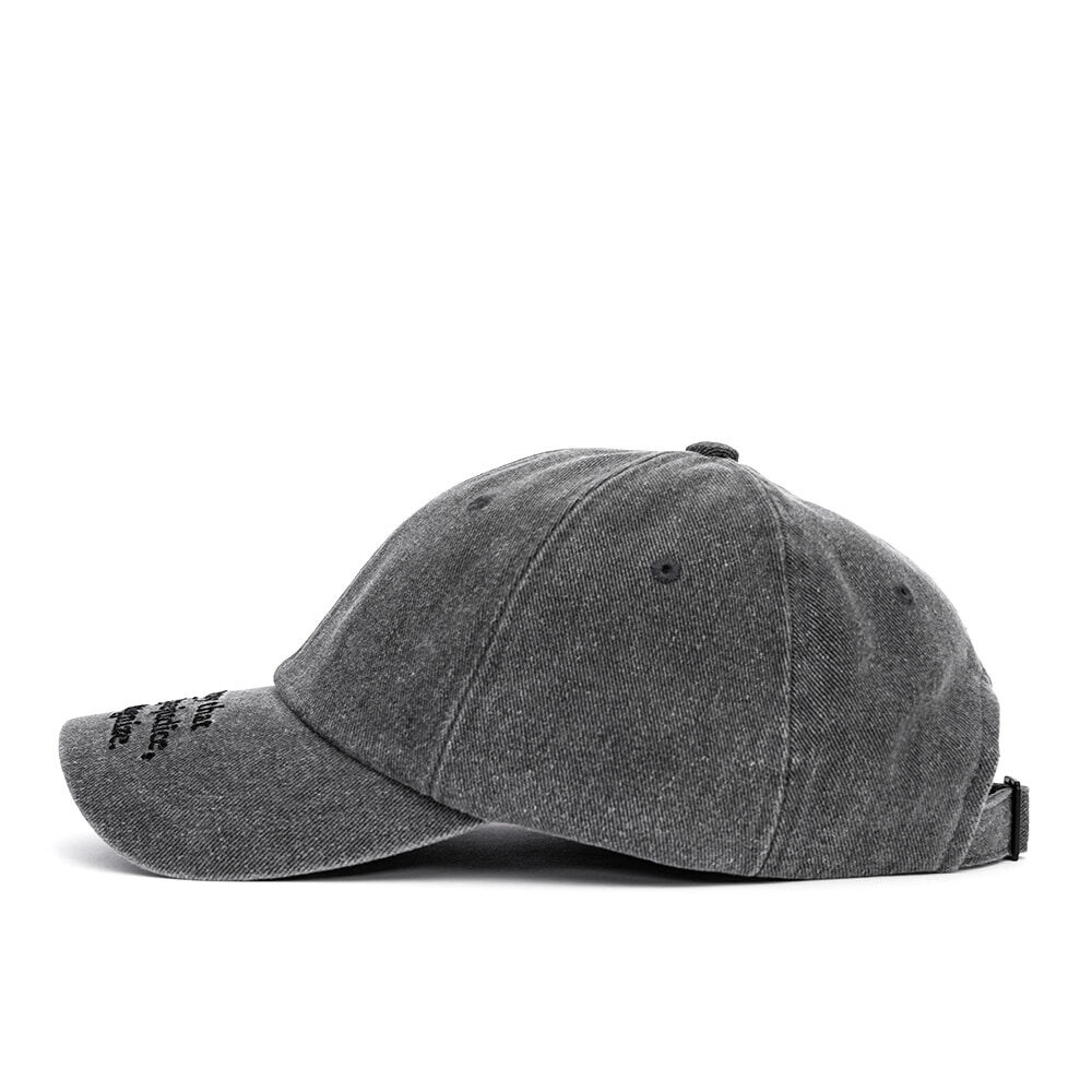 BLACKBLOND』 スローガンロゴデニムキャップ (Dark Gray) | 6LJS