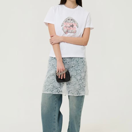 『VETEZE』 　ライジングラビットハーフ Tシャツ  (White)
