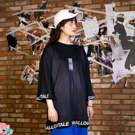 Swallowtale Strapped Mesh T-shirts(Black)