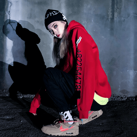 『BLACKBLOND』 グラフィティーナンバーパーカー (Red)