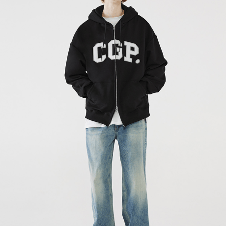 『Code:graphy』 　アーチロゴジップアップパーカー (Black)
