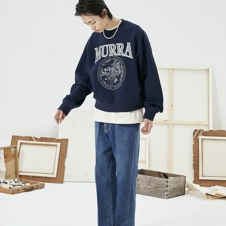 『MURRA AER 』  リリークロップスウェットシャツ (Navy)