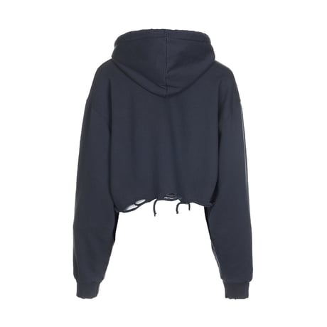 『8287 BY BLACKBLOND』  Center Logo Vintage Crop Hoodie (Charcoal)