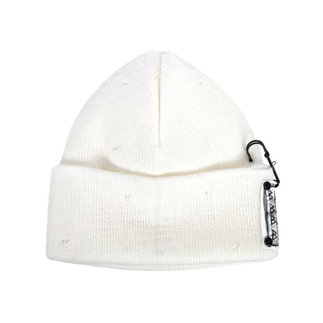 『BLACKBLOND』    ディスオーダーパッチニット帽 (White)