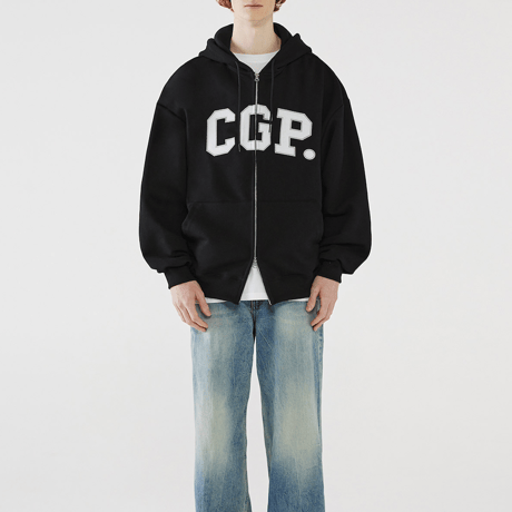 『Code:graphy』 　アーチロゴジップアップパーカー (Black)