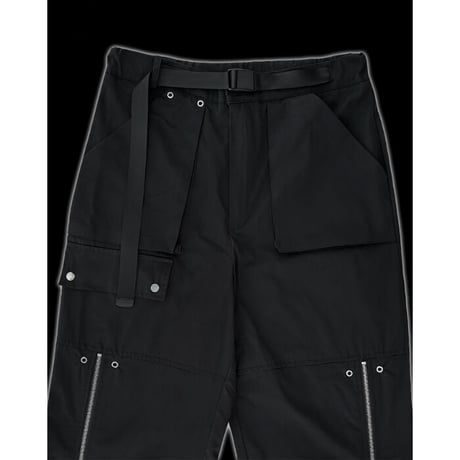 『DRUG PRODUCT 』 　サイドジッパーナイロンベルトパンツ (Black)