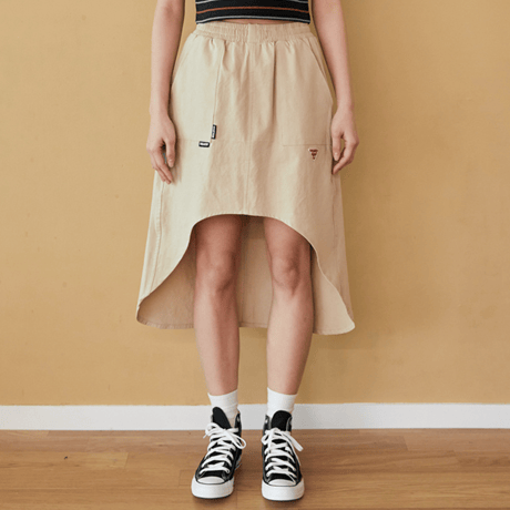 『FREAKISH BUILDING』 SEGU UNBALANCE MIDI SKIRT (Beige)