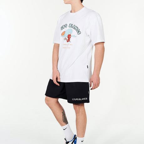 『LOUPS BLANCS』  Little Hot Stuff Ver.4 Oversize Half T-shirt  (White, Black)